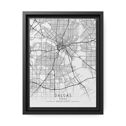 Vintage Dallas Map Canvas With Black Boarder