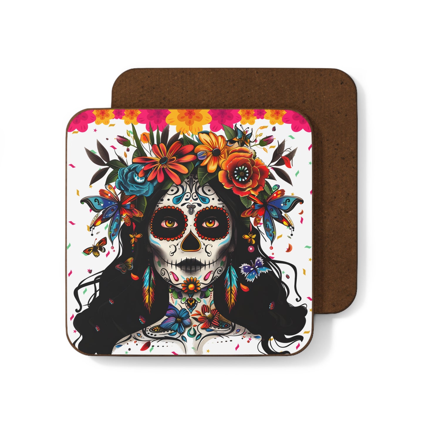 Dia De Los Muertos, Day of The Dead - Hardboard Back Coaster