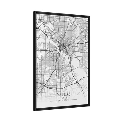 Vintage Dallas Map Canvas With Black Boarder