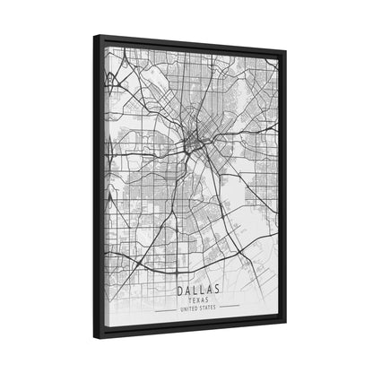 Vintage Dallas Map Canvas With Black Boarder