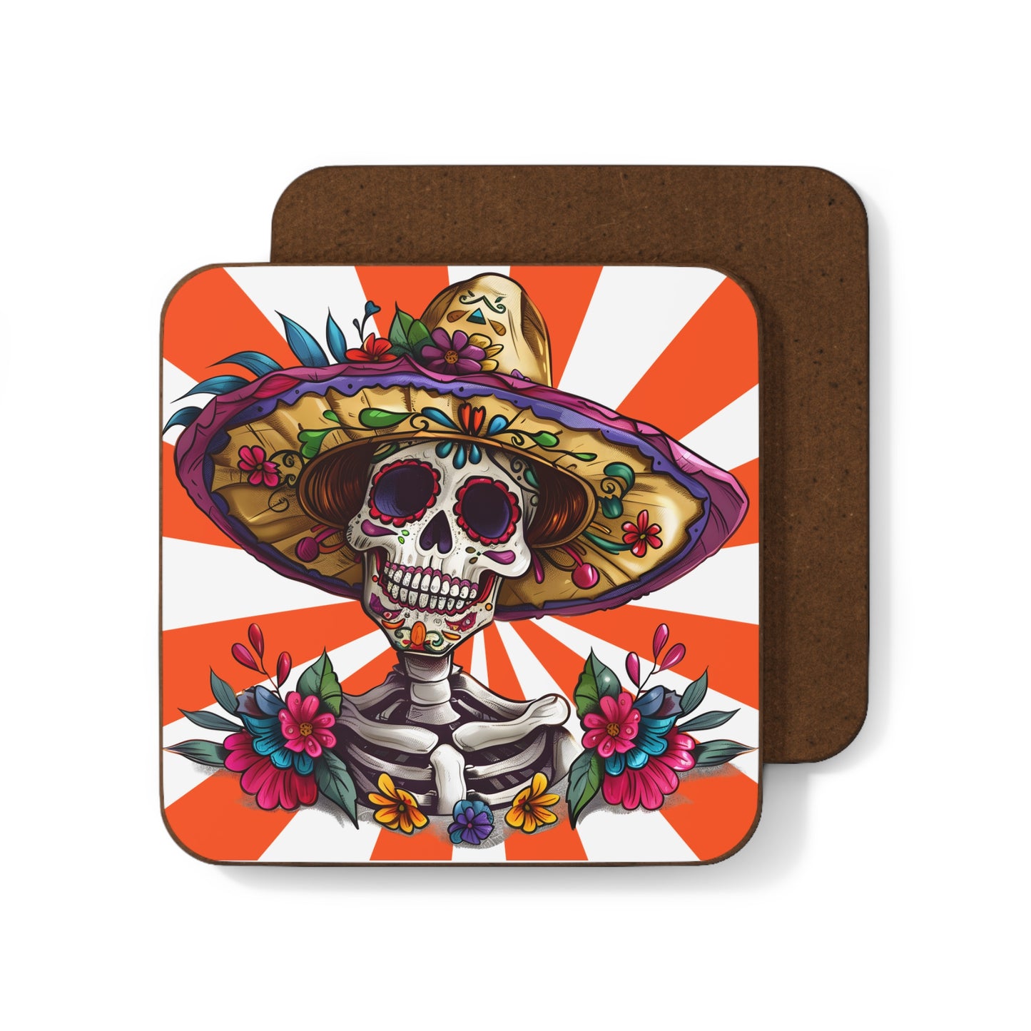 Dia De Los Muertos, Day of The Dead - Hardboard Back Coaster