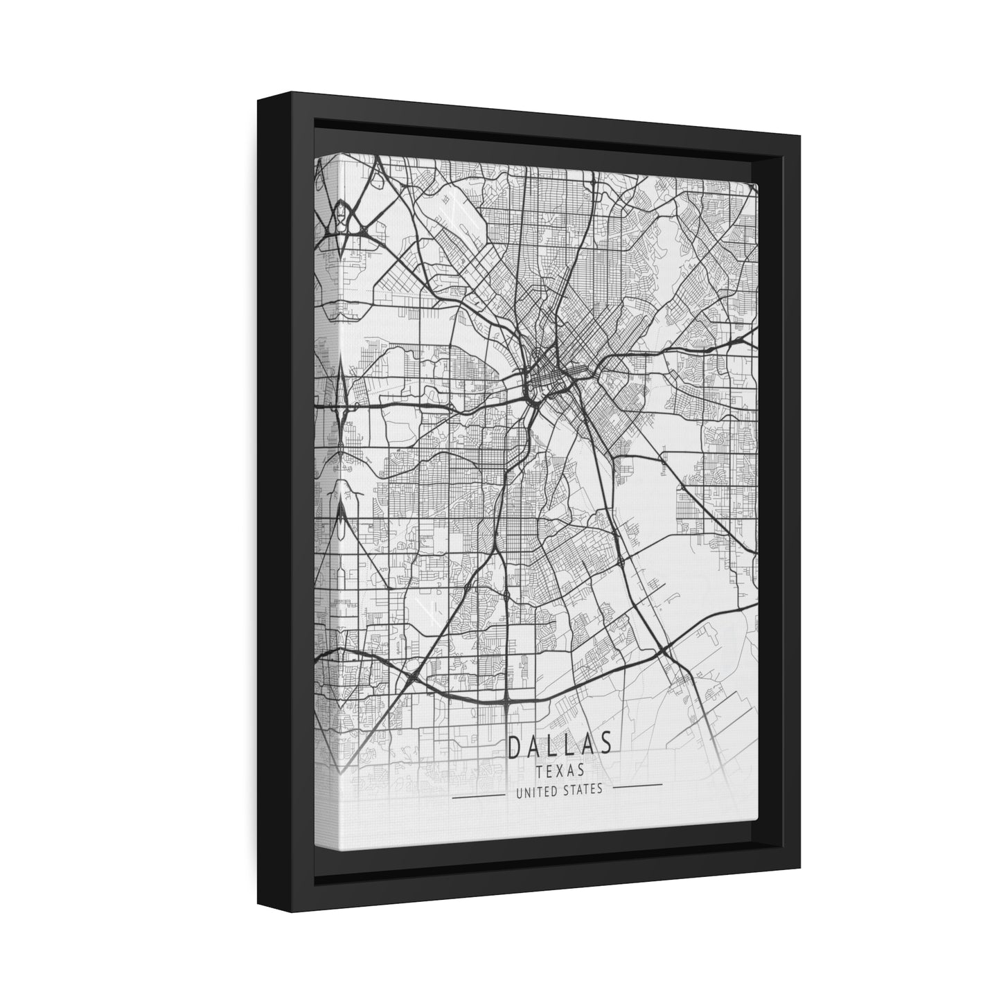 Vintage Dallas Map Canvas With Black Boarder