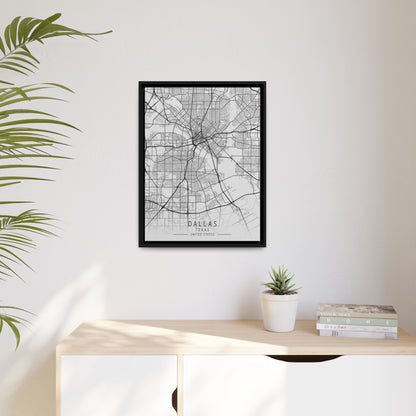 Vintage Dallas Map Canvas With Black Boarder