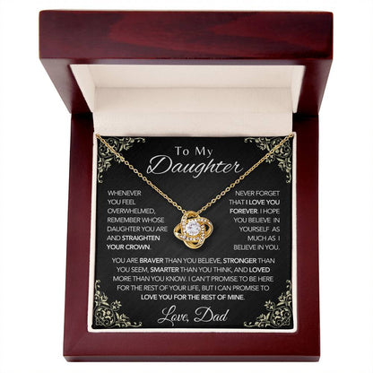 To My Daughter Necklace From Dad , 14k/18k Love Knot Necklace