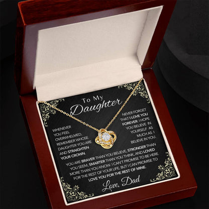 To My Daughter Necklace From Dad , 14k/18k Love Knot Necklace