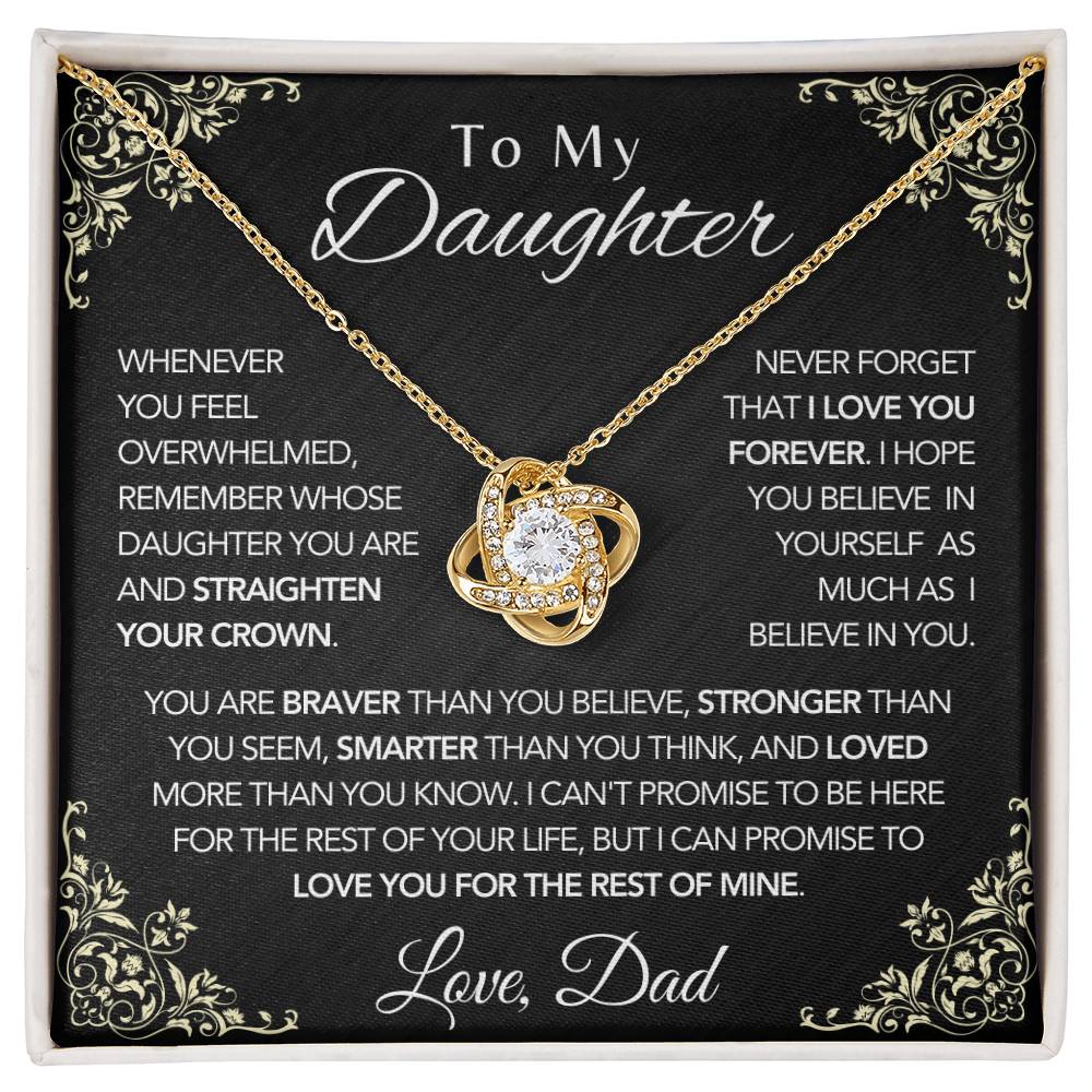 To My Daughter Necklace From Dad , 14k/18k Love Knot Necklace