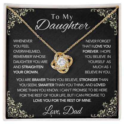 To My Daughter Necklace From Dad , 14k/18k Love Knot Necklace