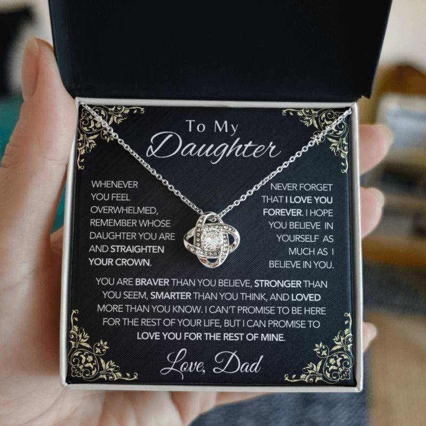 To My Daughter Necklace From Dad , 14k/18k Love Knot Necklace