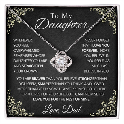 To My Daughter Necklace From Dad , 14k/18k Love Knot Necklace